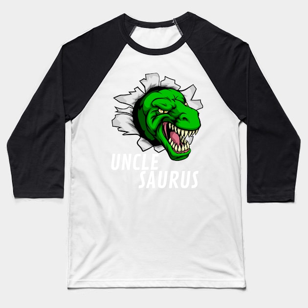 Dinosaur Uncle Saurus Family Unclesaurus Baseball T-Shirt by Prossori
